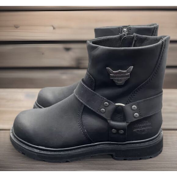 Harley Davidson Rambert HD Black Leather Motorcycle Boots Mens Size 8 Fast Ship main image 9